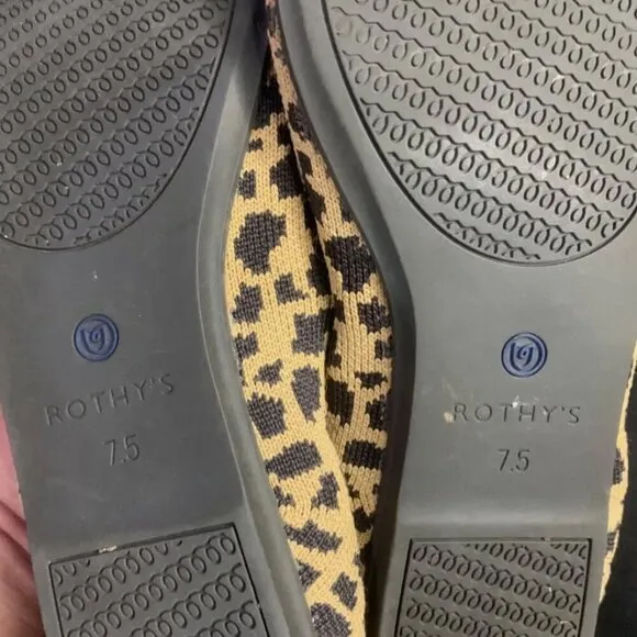 ROTHY'S The Point Leopard Cheetah Animal Print Pointed Ballet Flats Sz 7.5 EUC