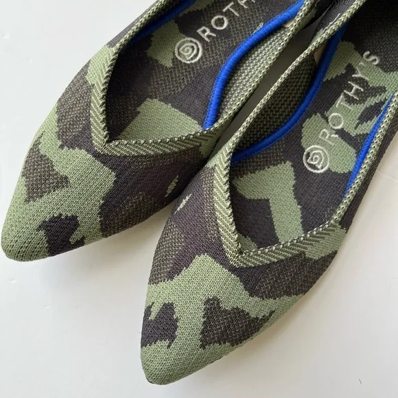 Rothy's The Point Olive Camo Ballet knit Pointed Toe Flats Women’s size 9