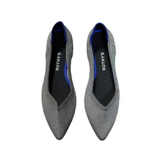 Rothy’s The Point Pointed Toe Flats Cloud Grey Bird Eye Size 11.5