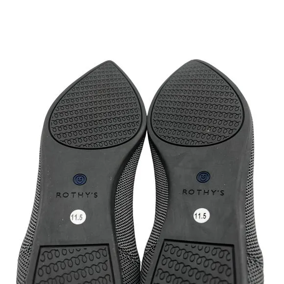 Rothy’s The Point Pointed Toe Flats Cloud Grey Bird Eye Size 11.5