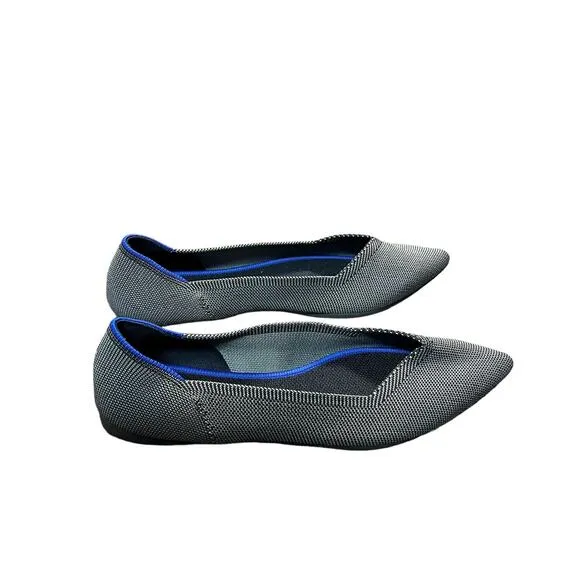 Rothy’s The Point Pointed Toe Flats Cloud Grey Bird Eye Size 11.5