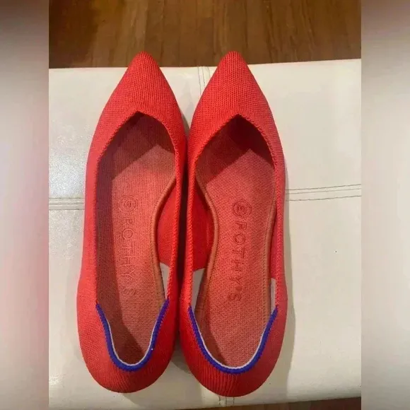 Rothy’s The Point W9 Red Ballet Flats Sz 7.5