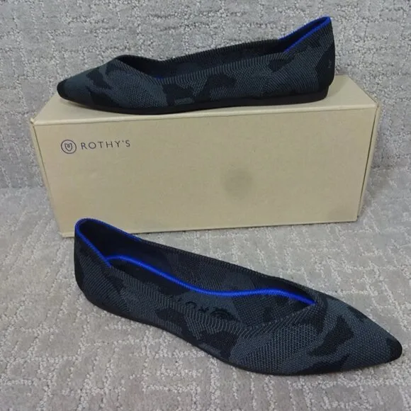 Rothy’s The Point Women's Size 7 US Gray Camo Slip On Pointed Toe Ballet Flats