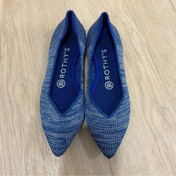 Rothy’s The Pointed Indigo Heather Ballet Flats Size 6