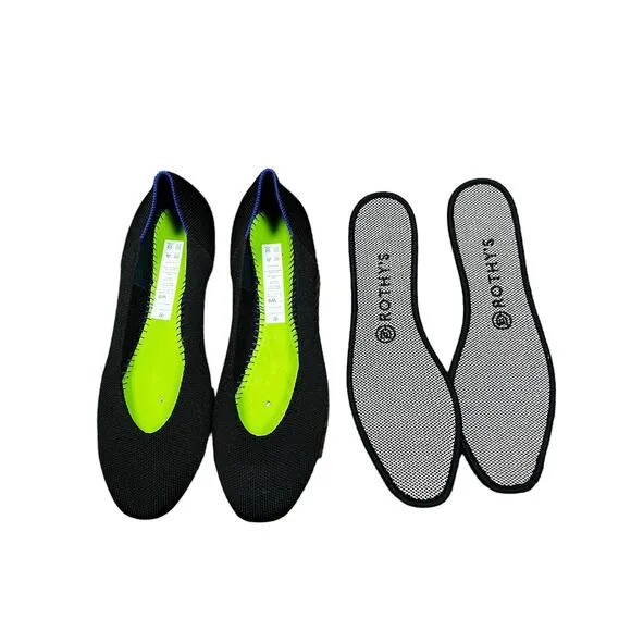 Rothy’s The Square Ballet Flats in Black Women’s Size 9