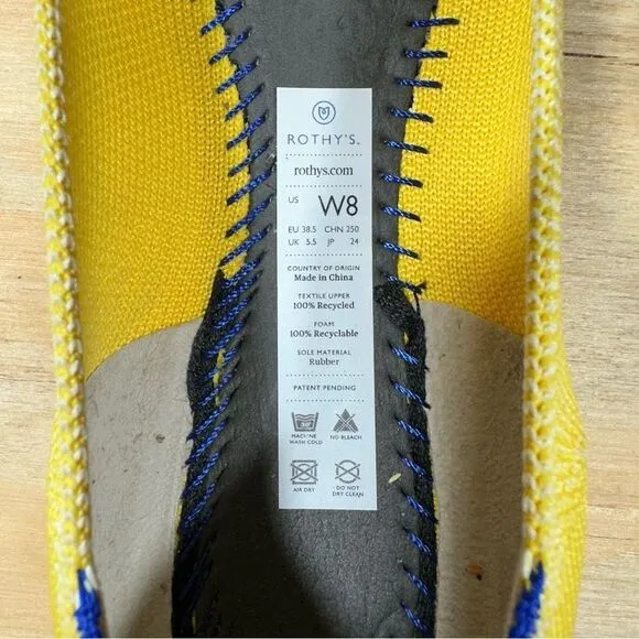 Rothy’s The Point Marigold Yellow Knit Flats Women’s Size 8