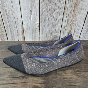 Rothy's Twilight Metallic The Point Captoe Ballet Flats Women's Sz 10 Taupe