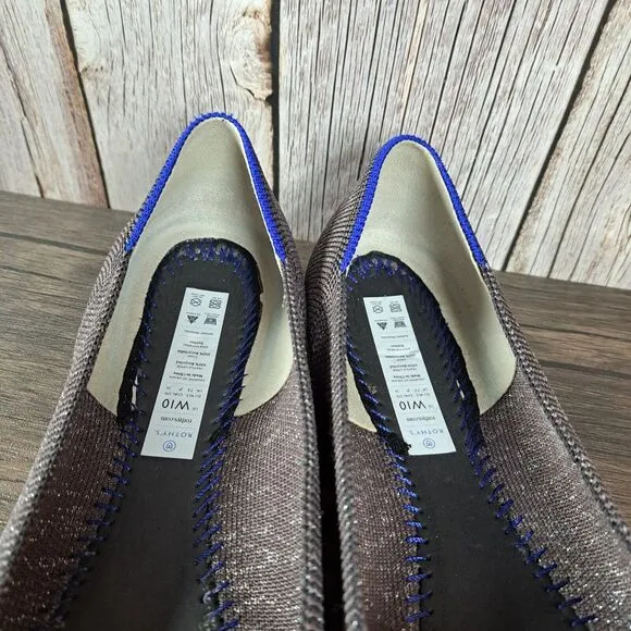 Rothy's Twilight Metallic The Point Captoe Ballet Flats Women's Sz 10 Taupe