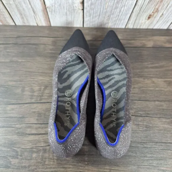 Rothy's Twilight Metallic The Point Captoe Ballet Flats Women's Sz 10 Taupe