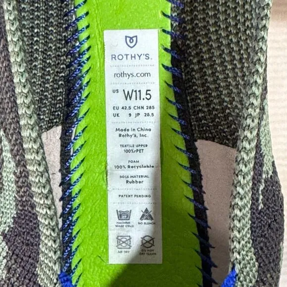 Rothy's Womens Camo Knit The Point Slip-on Ballet Flats Olive Green Sz 11.5 NWOT