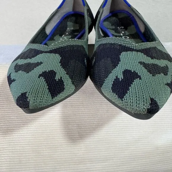 Rothy's Womens Camo Knit The Point Slip-on Ballet Flats Olive Green Sz 11.5 NWOT