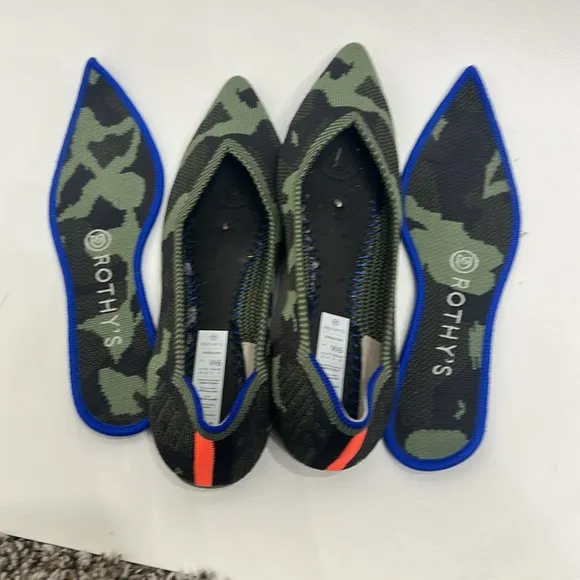 Rothy's Women's Camouflage Flats - Green and Orange Pointed toe size 6