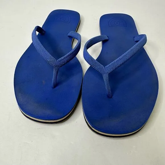 Rothys Womens size 6 Blue The Flip Flop Firecracker Slip On Sandals Flat Thong