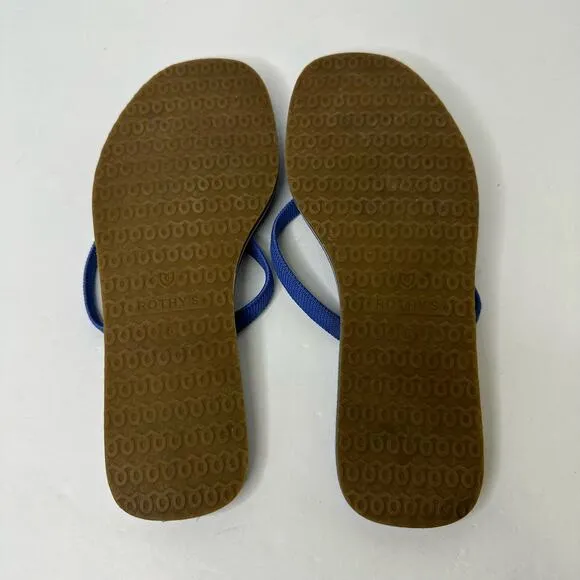 Rothys Womens size 6 Blue The Flip Flop Firecracker Slip On Sandals Flat Thong