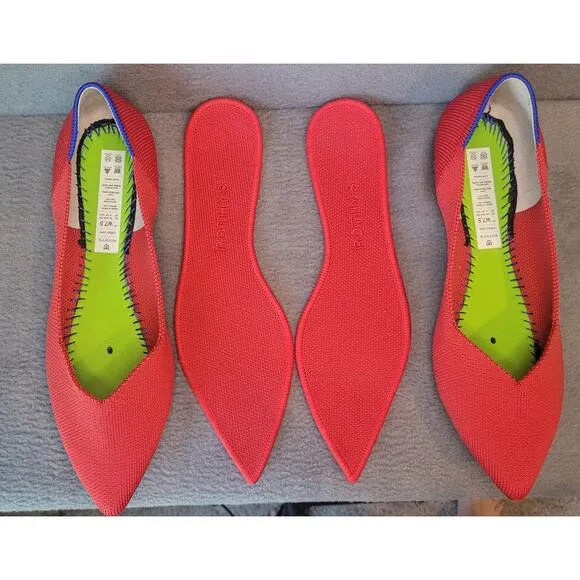 Rothy’s Womens The Point Flats Lollipop Red Size 7.5