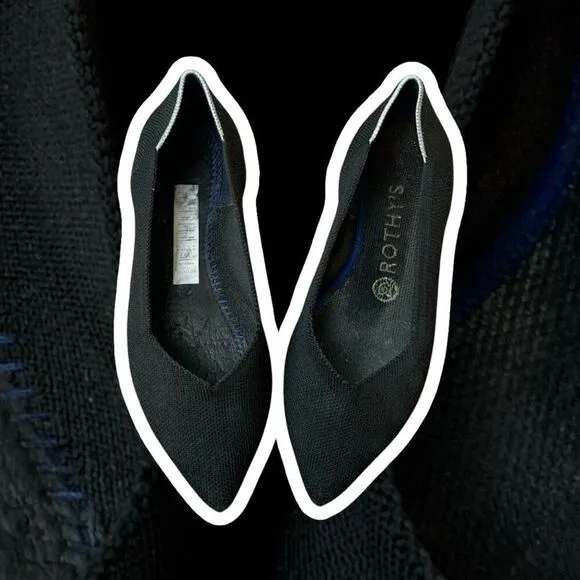 Rothy’s Black Classic Pointed Toe Loafer Flats Ballet Slip On 7.5