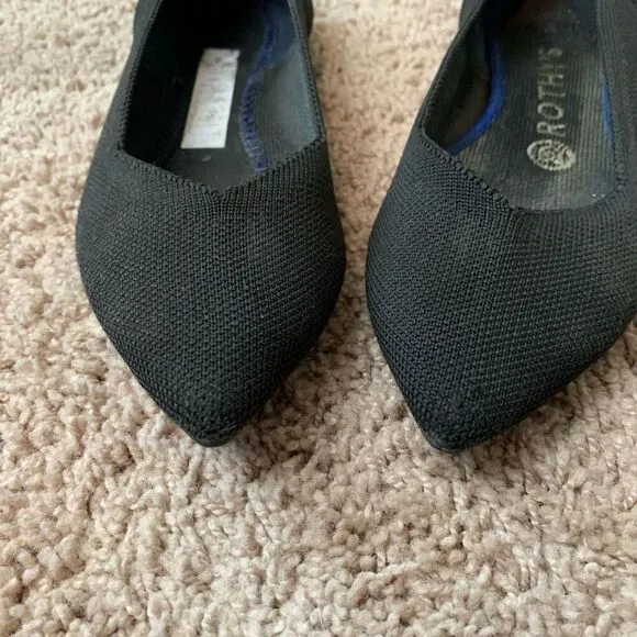 Rothy’s Black Classic Pointed Toe Loafer Flats Ballet Slip On 7.5