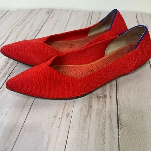 Rothy’s Red Pointed Toe Ballet Flats