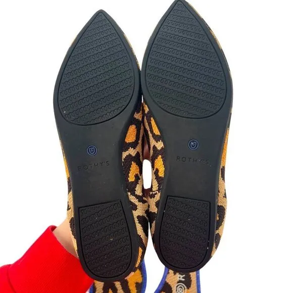 Rothy's The Point Big Cat Leopard Flats Size 8