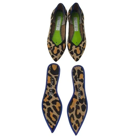 Rothy's The Point Big Cat Leopard Flats Size 8