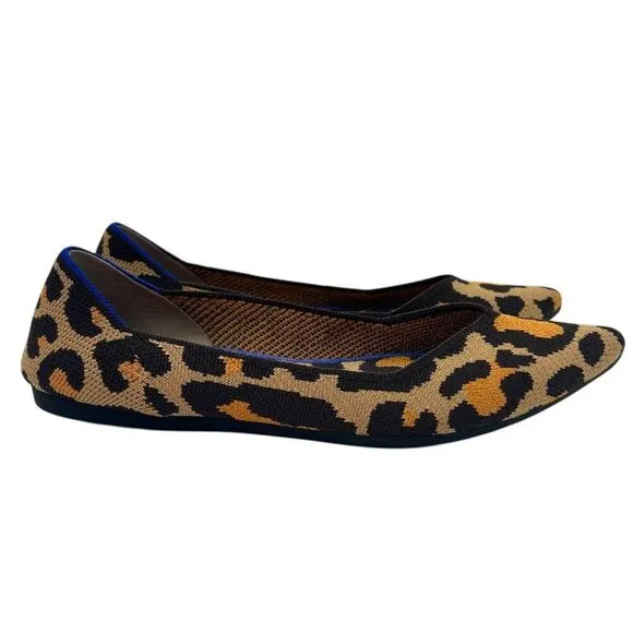 Rothy's The Point Big Cat Leopard Flats Size 8
