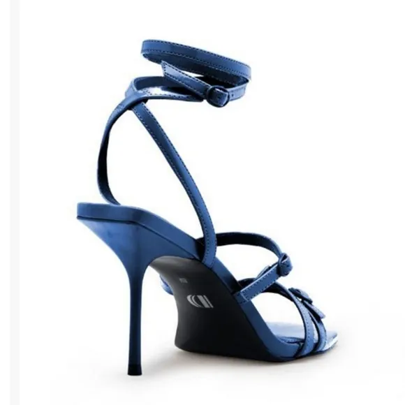 Royal Blue High Heeled Sandals with Strappy Design and Stiletto Heel