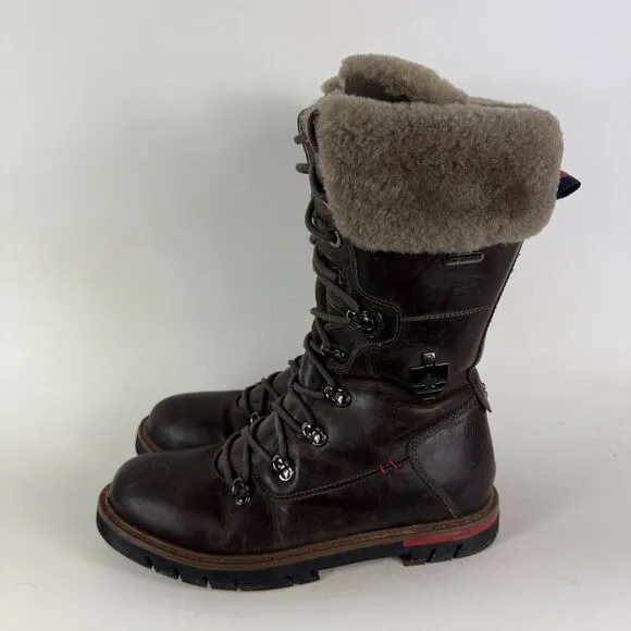 Royal Canadian Sherbrooke Snow Boots Women's 8 Brown Leather Shearling Cuff
