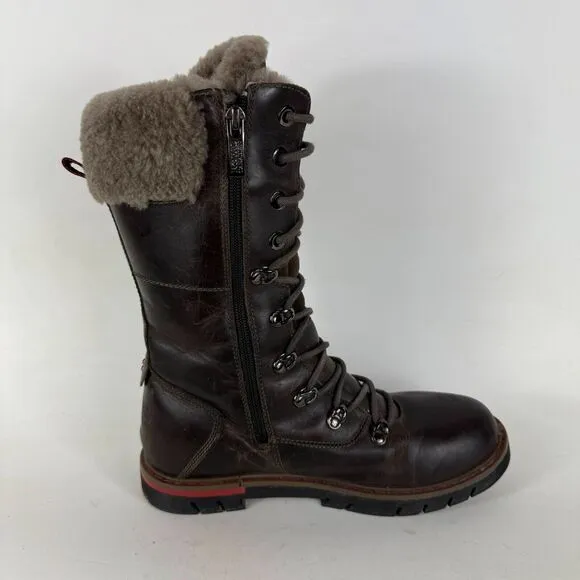 Royal Canadian Sherbrooke Snow Boots Women's 8 Brown Leather Shearling Cuff