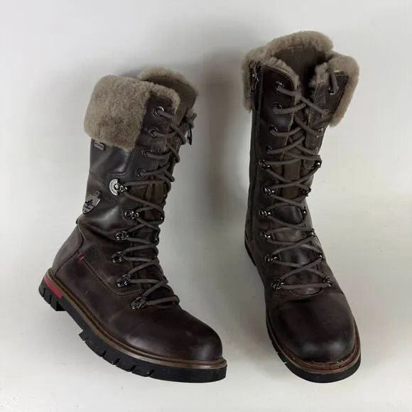 Royal Canadian Sherbrooke Snow Boots Women's 8 Brown Leather Shearling Cuff