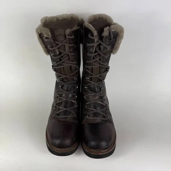 Royal Canadian Sherbrooke Snow Boots Women's 8 Brown Leather Shearling Cuff