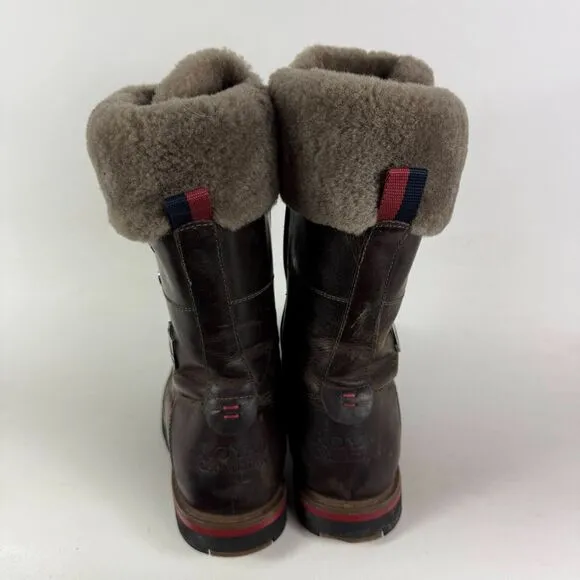 Royal Canadian Sherbrooke Snow Boots Women's 8 Brown Leather Shearling Cuff