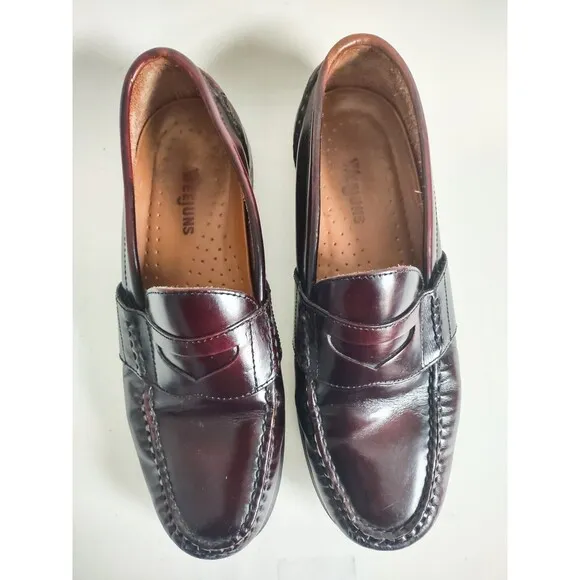 Russell Moccasin Co Red Leather Classic Penny Loafers Size 13 EE Wide Burgundy