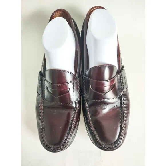 Russell Moccasin Co Red Leather Classic Penny Loafers Size 13 EE Wide Burgundy