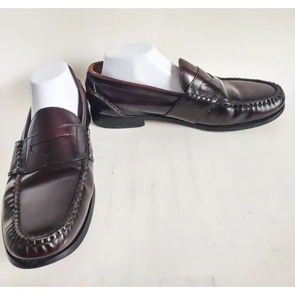 Russell Moccasin Co Red Leather Classic Penny Loafers Size 13 EE Wide Burgundy