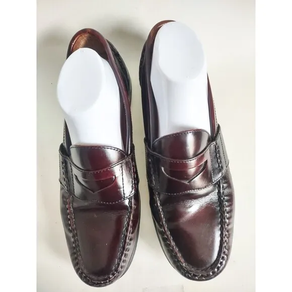 Russell Moccasin Co Red Leather Classic Penny Loafers Size 13 EE Wide Burgundy