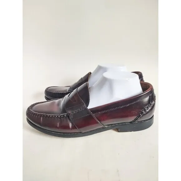 Russell Moccasin Co Red Leather Classic Penny Loafers Size 13 EE Wide Burgundy