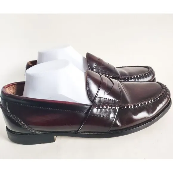 Russell Moccasin Co Red Leather Classic Penny Loafers Size 13 EE Wide Burgundy