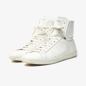 Saint Laurent Paris Men's White Leather Court High Top Sneakers Size 42.5