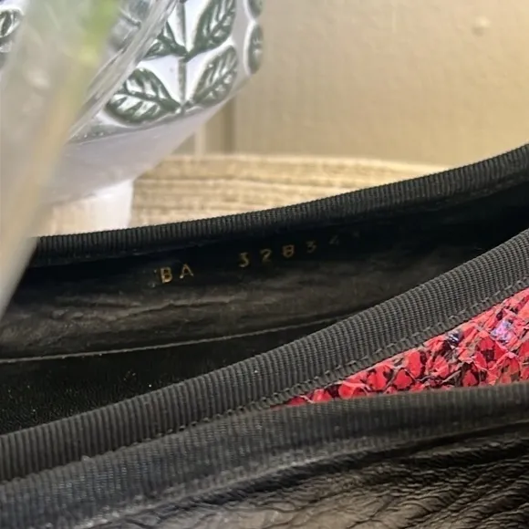 SAINT LAURENT Paris Red Snakeskin Ballet Flats Size 37.5