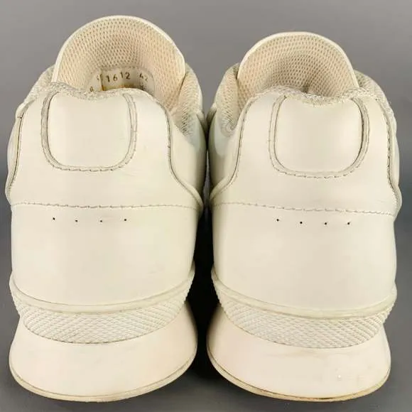 SAINT LAURENT White Leather Lace-Up Low Top Sneakers