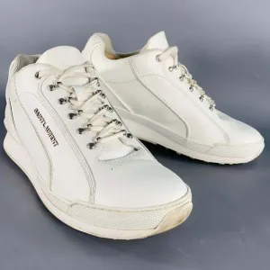 SAINT LAURENT White Leather Lace-Up Low Top Sneakers