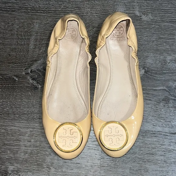 *Sale* Tory Burch Twiggie Ballet Nude Patent Leather Flats Size 9.5