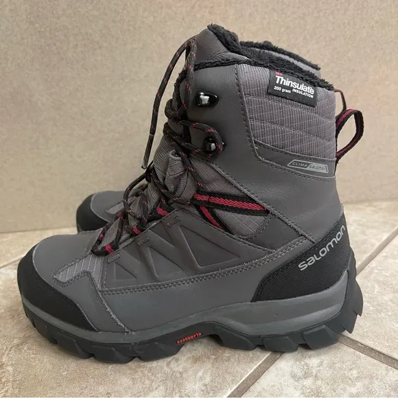 Salomon Chalten TS CSWP Winter Snow Boots Gray 399671 Womens Sz 7.5 hardly used