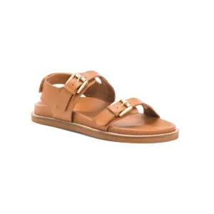 SALT AND UMBER Tan Leather Capricorn Flat Sandals