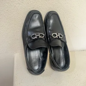Salvatore Ferragamo Black Leather Horsebit Loafers Dress Shoes size 10‎