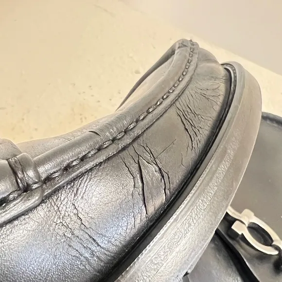 Salvatore Ferragamo Black Leather Horsebit Loafers Dress Shoes size 10‎