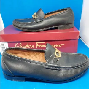 Salvatore Ferragamo black leather iconic classic loafers 6.5 EE