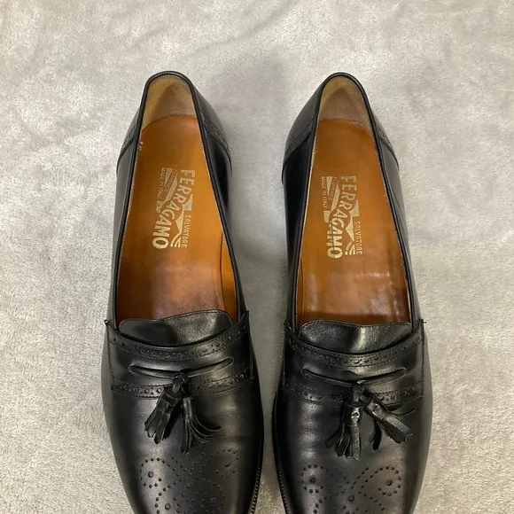 Salvatore Ferragamo Caronte Tassel Slip-On Loafers Black - Men’s 11D