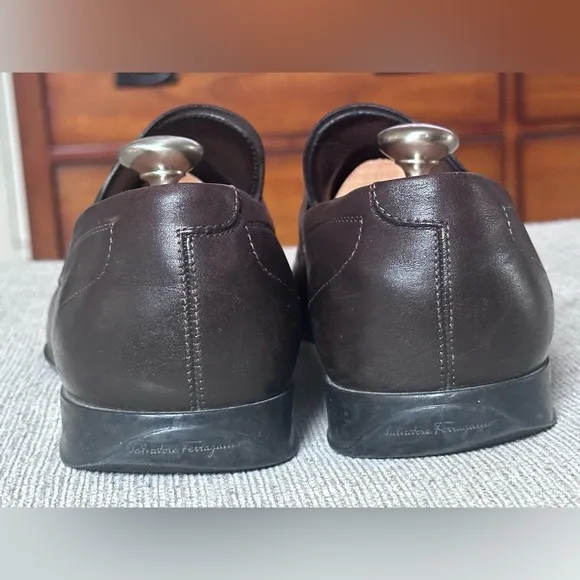 Salvatore Ferragamo Gancini Brown Leather Men’s Dress Loafers Shoe Size 10.5 D