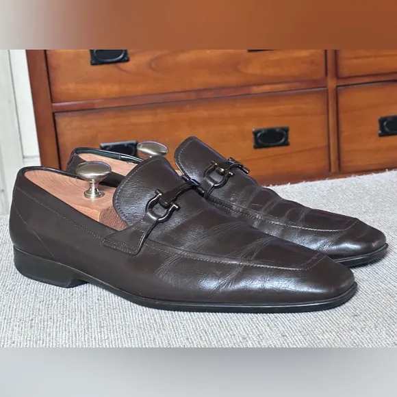 Salvatore Ferragamo Gancini Brown Leather Men’s Dress Loafers Shoe Size 10.5 D